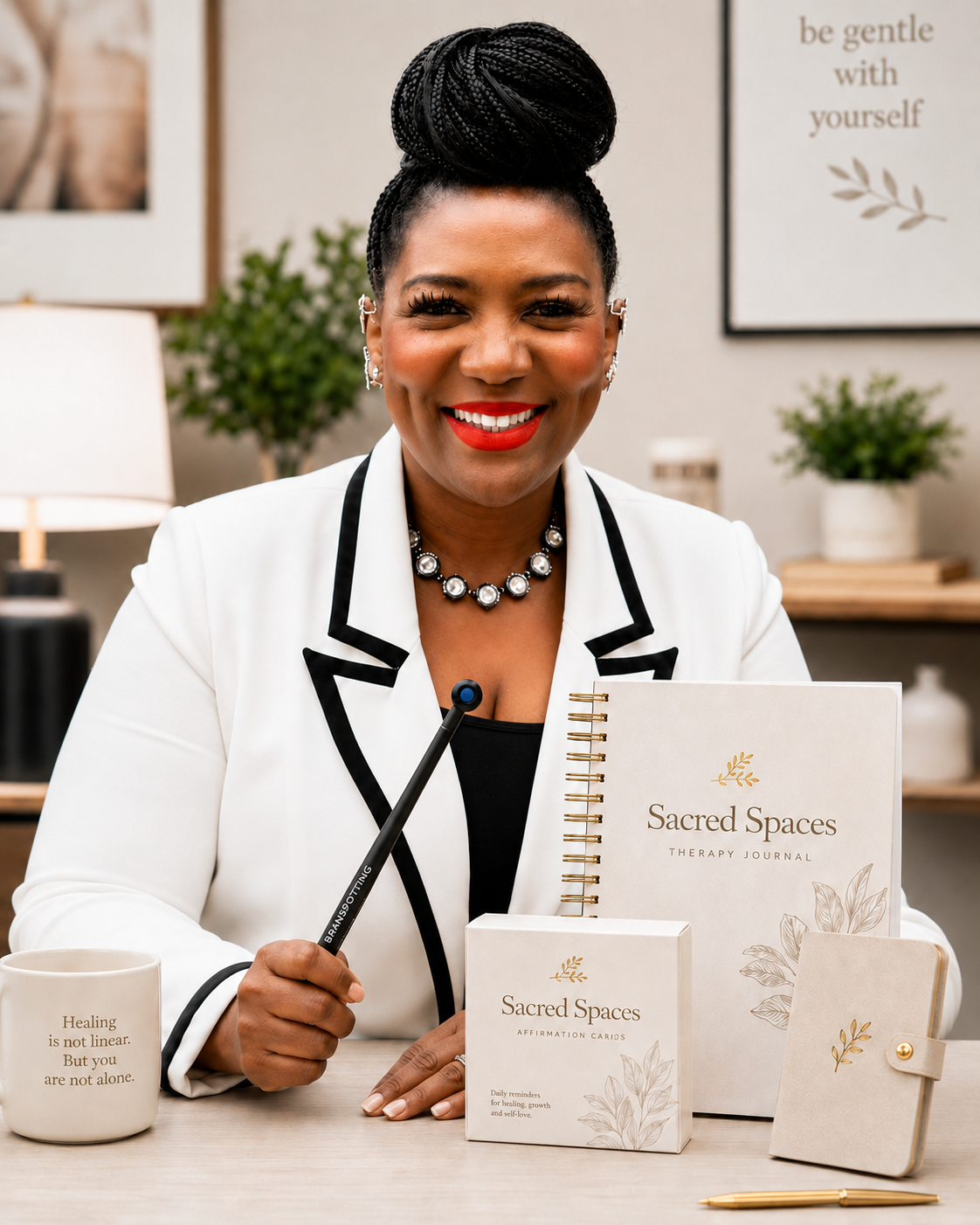 Atosha McLean holding a Brainspotting pointer